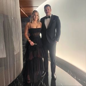 Black BCBGMAXAZRIA Corset Tulle Gown Size 10